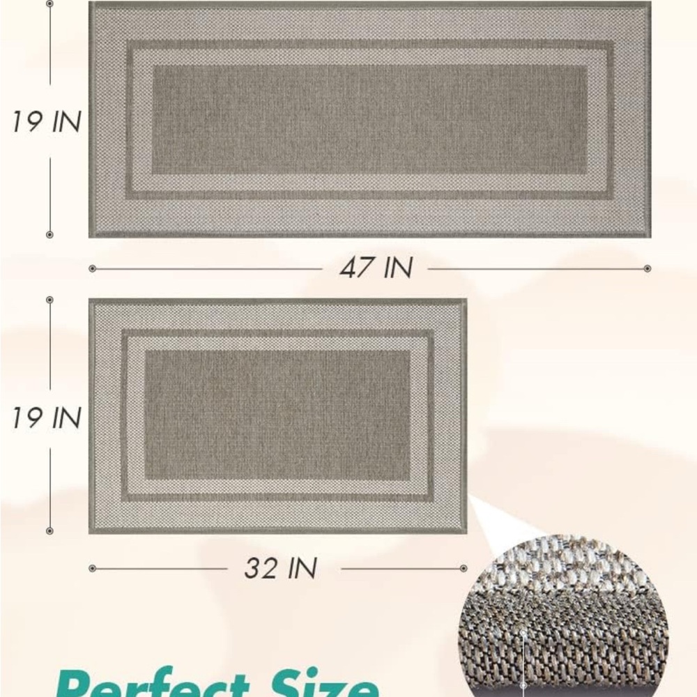 MontVoo Kitchen Rugs Rubber Non-Slip Kitchen Rugs - Picture 2 of 4